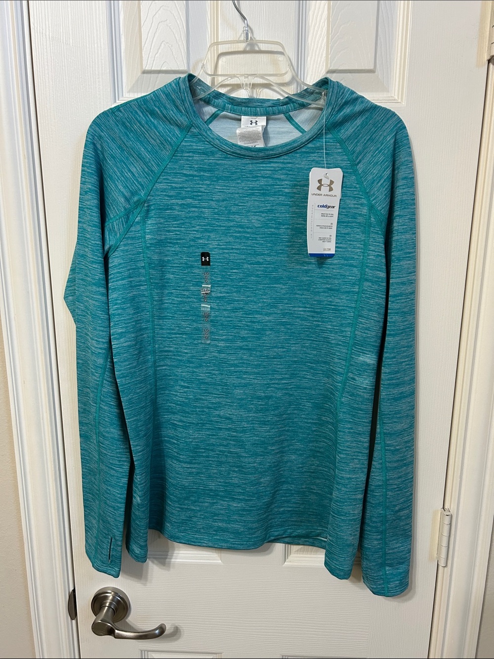 Under Armour Women's Teal Heather Long Sleeve Crew Performance Top